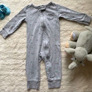 Carters Gray Dino Long Sleeve Onesie 9M